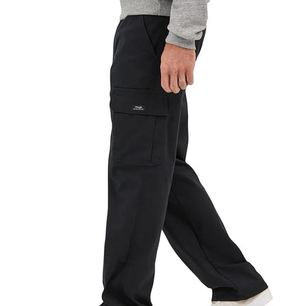 Wrangler Authentics Men's Relaxed Fit Stretch Cargo Pant Casual, Black, 33W x 30L