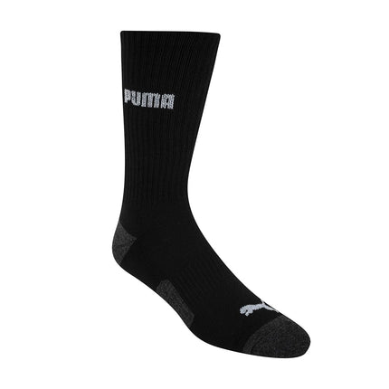PUMA Men's 6 Pack Crew Socks, Black/Grey Logo, L UK