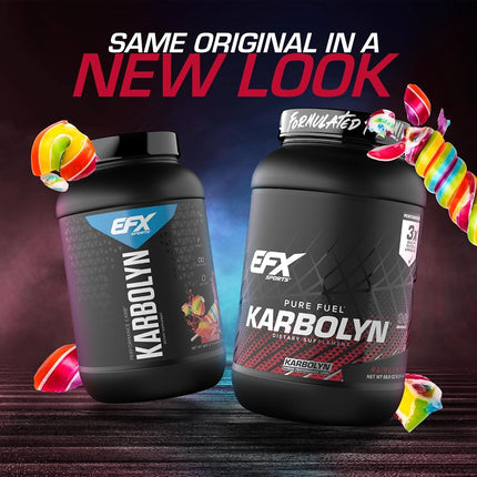 EFX Sports Karbolyn Fuel Complex Carbohydrate Post Workout & Pre Workout Powder Clinically Tested Intense Energy Supplement Shake (Rainbow Candy, 4.4 Pounds)