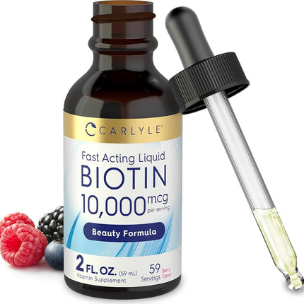 Liquid Biotin 10000mcg Extra Strength Drops | 2 oz