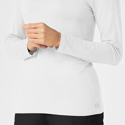 WonderWink 2009AWHTLG Knits and Layers Women's Silky Long Sleeve Viscose Rayon Tee, White, Standard-L Size