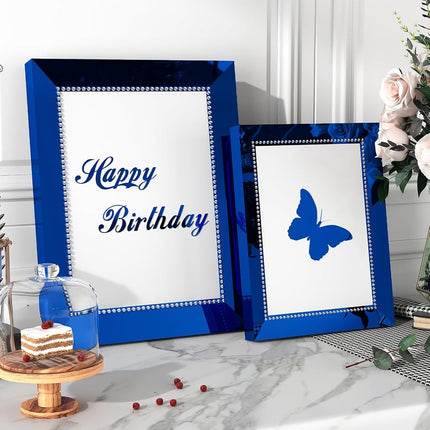 WESTICK Blue Mirror Stickers Self Adhesive Mirror Wallpaper Peel and Stick Wall Sticker Mirrored Contact Paper for Appliance Refrigerators DIY Crafts Kitchen Cabinets Countertops Bedroom 15.8" x 80"