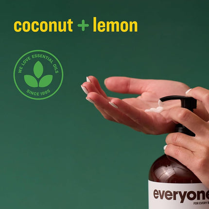 Loción Nutritiva para Manos y Cuerpo Everyone, 946 ml (Paquete de 2), Coco y Limón, Loción de Origen Vegetal con Aceites Esenciales Puros, Aceite de Coco, Aloe Vera y Vitamina E