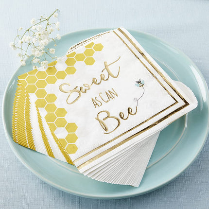 Kate Aspen Sweet as Can Bee Decorative Paper Baby Shower Napkins (Set of 30), Thick Decorative Dinner Napkins, Luncheon Serveware, 2 ply