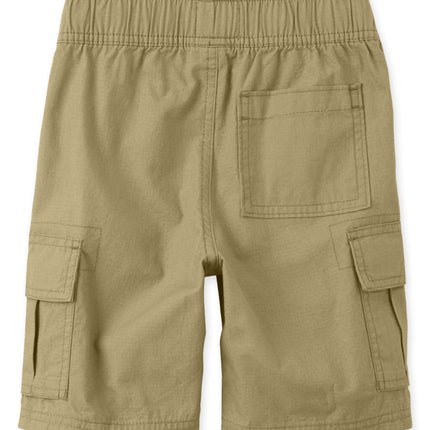 The Children's Place Boys' Pull on Cargo Shorts, Washed Black Single, 8 Husky