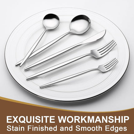 Wildone Silverware Set 20 Piece, Stainless Steel Flatware Set Service for 4, Cutlery Utensil Sets for Home Restaurant, Include Knife Fork Spoon Set, Dishwasher Safe