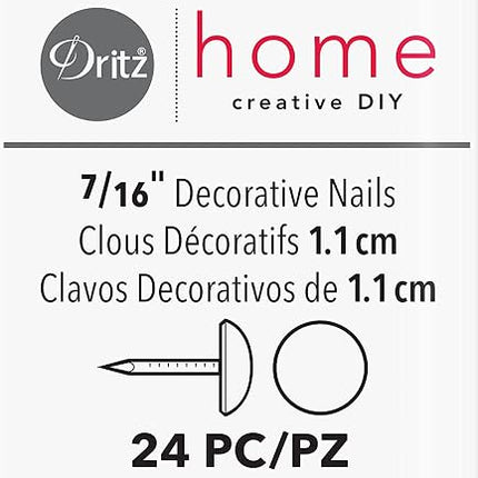 Dritz Home 9014 Smooth Decorative Nails, 7/16-Inch, Nickel (24-Piece)