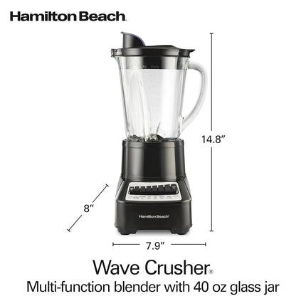 Hamilton Beach Wave Crusher Multi-Function Blender for Smoothies, Shakes & Ice Crush, 700 Watts, 40 oz Glass Jar, 14 Functions, Black, 54220G