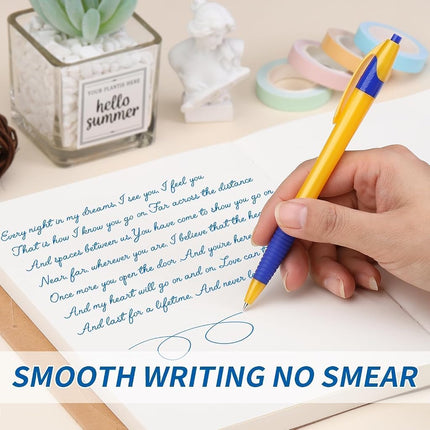Sikao Ballpoint Pens Blue Pens 60 Pcs Grip Slim Push Pens Multipack Blue Ink Medium Tip 1.0mm Smooth Writing Ballpoint Pen School Office Box of Pens