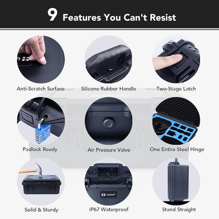 Lykus Titan AT110 Waterproof Hard Case for DJI Avata, Goggles 2/Goggles Integra, and FPV Remote Controller, Support up to 9 Avata batteries and 3 Goggles batteries [CASE ONLY], Black, 42.5x34.5x18 cm,