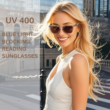 ZESAKER Progressive Reading Sunglasses for Women and Men Spring Hinges Multifocal Readers Sunglasses UV400 Protection (Light Brown, 2.5)