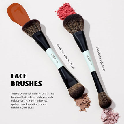 Jessup Makeup Brush Set 6pcs Double Sided Makeup Brushes for Face Eye T501