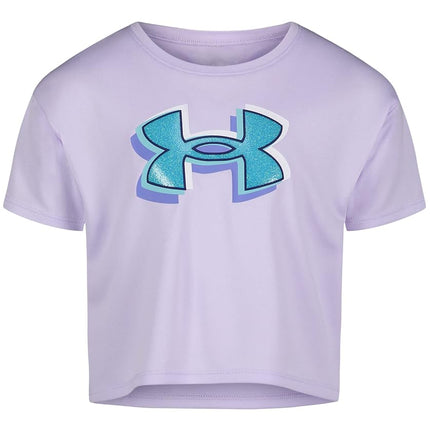 Camiseta de manga corta Under Armour para niñas, cuello redondo, camisetas a la moda ligeras y transpirables, Nebula Purple Shadow, 4 US, Nebula Purple Shadow, 4