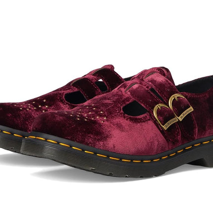 Dr. Martens Women's Vegan 8065 Mary Jane Flat, Cherry Red Velvet, 5
