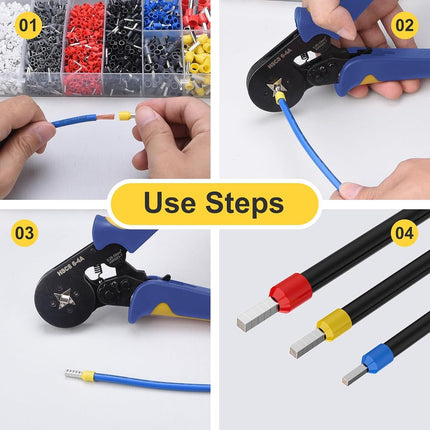 Preciva Ferrule Crimping Tool with 2000Pcs Wire Connectors, AWG23-7