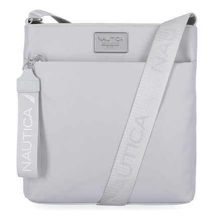 Nautica Women's Diver Nylon Small Crossbody Bag Purse with Adjustable Shoulder Strap Cross Body, Ice Grey, One Size