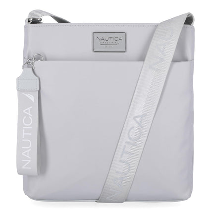 Nautica Women's Diver Nylon Small Crossbody Bag Purse with Adjustable Shoulder Strap Cross Body, Ice Grey, One Size