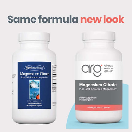 Allergy Research Group Citrate de magnésium 180 gélules végétales