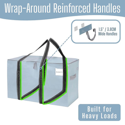 VENO 2 Pack Moving Bags, Moving Supplies, College Packing Storage Boxes with Lids Alternative, Heavy Duty Totes, Extra Large, Sturdy Handles, Zipper, for Packaging (Light Blue Matte, 2 Pack)