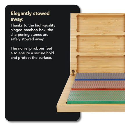 DMT W6EFC Three 6-Inch Diamond Whetstone Models in Hard Wood Box - Multi-Colour
