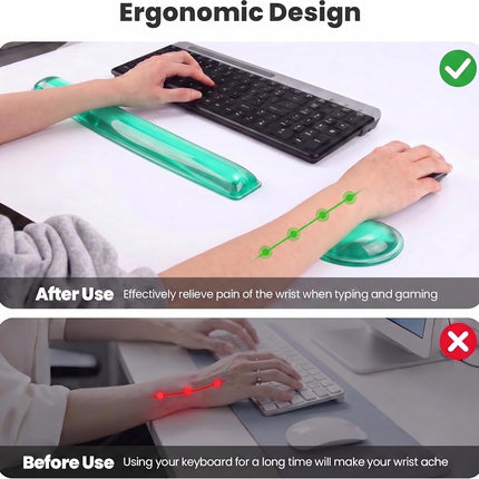 ABRONDA Gel Keyboard & Mouse Wrist Rest Set - Keyboard Wrist Rest Pad & Mouse Support for Office Gaming Pad Computer Laptop Ergonomic Comfortable Pain Relief-Green Pad Set