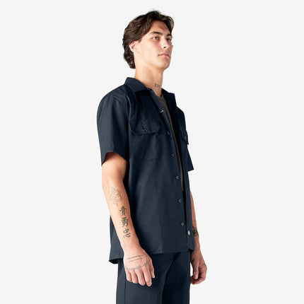 Dickies Men's Short Sleeve Work Shirt, Navy, 5X-Large Big Tall