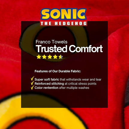 Sonic Shadow The Hedgehog Anime Kids Super Soft Bath/Pool/Beach Soft Cotton Terry Hooded Towel Wrap, 24 in x 50 in, Mario & Luigi, (100% Officially Licensed Product) By Franco