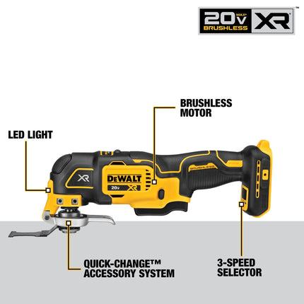 DEWALT 20V Max XR Multiherramienta oscilante, velocidad variable, solo herramienta (DCS356B)