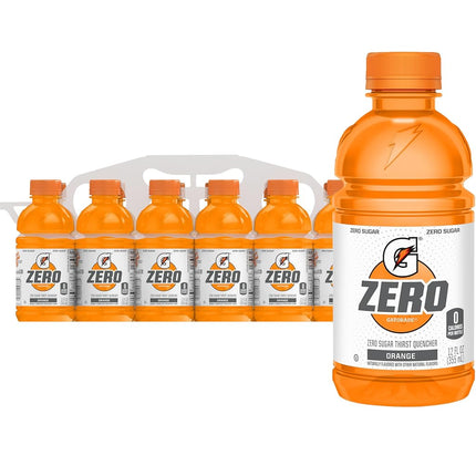Gatorade Thirst Quencher Zero Sugar Sports Drink, Orange, 12oz , Pack of 12 Electrolytes for Rehydration