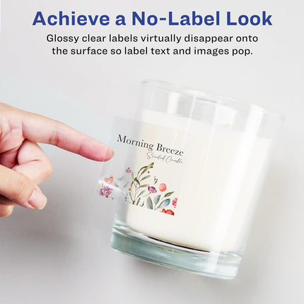 Avery Glossy Clear Square Labels with Sure Feed, 4" x 4", 100 Glossy Clear Labels, Laser/Inkjet Printable Labels