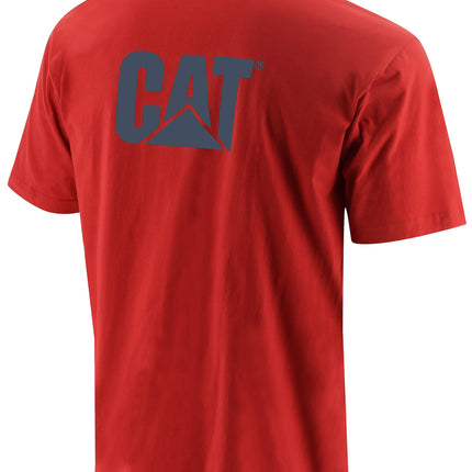 T-shirts Caterpillar Hommes Trademark avec Col Côte à Mémoire de Forme, Spandex, Encolure sans Étiquette et Logo Cat sur la Poitrine Gauche, Bleu Sarcelle Chiné, Taille M