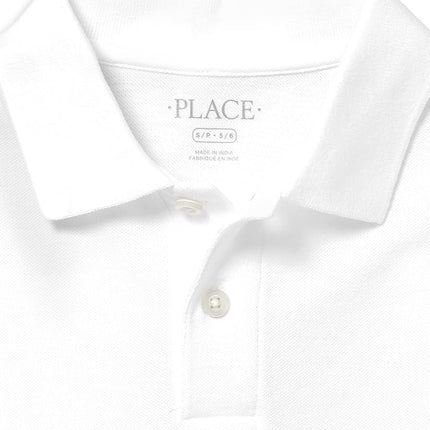 Polo piqué de manga larga para niños de The Children's Place, blanco, XS (4)