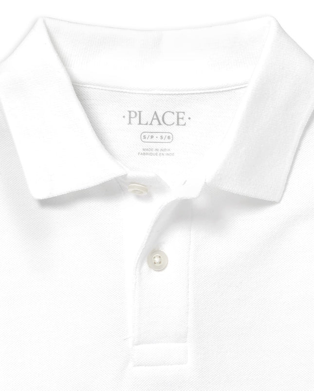 Polo piqué à manches longues pour garçons The Children's Place, Blanc, XXL (16 ans)