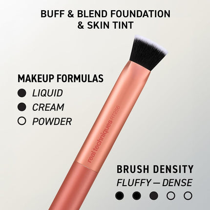 Real Techniques Face Base Makeup Brush Kit, For Concealer, Foundation, & Contour, Works With Liquid, Cream & Powder Products, Staples For Blending & Buffing, 4 Piece Set