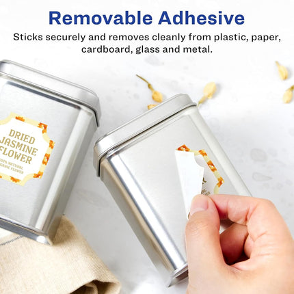 Avery Matte White Removable Square Scalloped Labels with Sure Feed Technology, Print-to-The-Edge, 1-5/8" x 1-5/8", 2,000 Removable Labels, Laser/Inkjet Printable Labels