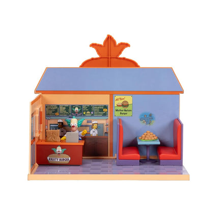 The Simpsons Krusty Burger Playset by Jakks Pacific, Includes 6.35 cm Krusty the Clown Articulated Mini Figurine and Detailed Accessories, Interactive Features