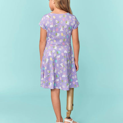 Robe patineuse à manches courtes pour filles The Children's Place, Lapins et œufs de Pâques, Taille M