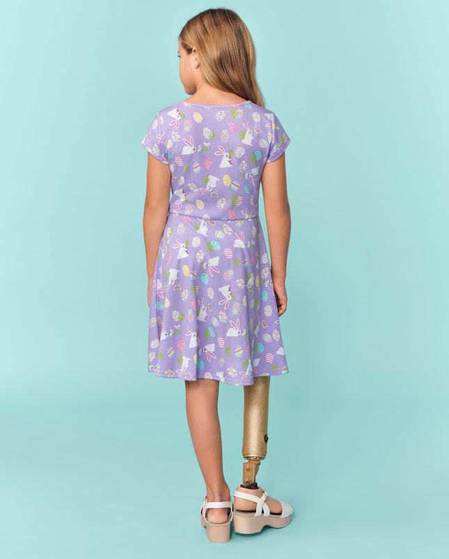 The Children's Place Girls Short Sleeve Fashion Skater Dress, Easter Bunnies and Eggs, XX-Large
