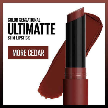 Maybelline Color Sensational Ultimatte Neo-Neutrals Slim Lipstick, Lightweight Blurring Formula with High-Impact Pigments, More Cedar, 0.06 oz