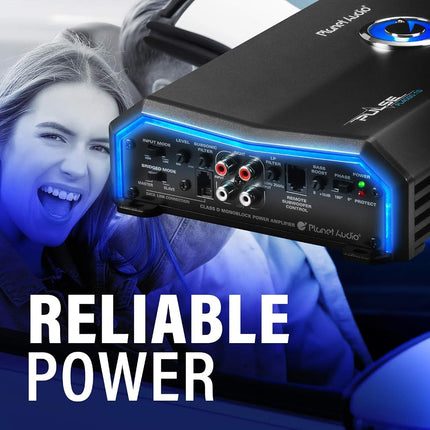 Planet Audio PL4000.1D Pulse, Stable Class A B, Monoblock, Mosfet Car Amplifier with Remote Subwoofer Control