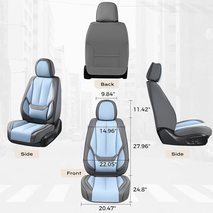 Coverado Seat Covers, Car Seat Covers Front Seats, Leather Seat Covers for Cars, Car Seat Protector Waterproof, Gray Car Seat Cushion, Front Carseat Cover Universal Fit for Most Cars Lightblue