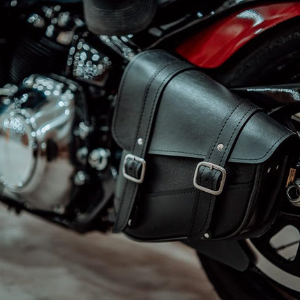 Dowco Willie & Max By - Triangulated Swingarm Bag For Harley-Davidson Softail Motorcycle - UV Protection - Maintenance Free Synthetic Leather - Black - Up To 9L Capacity [ 59776-00 ]