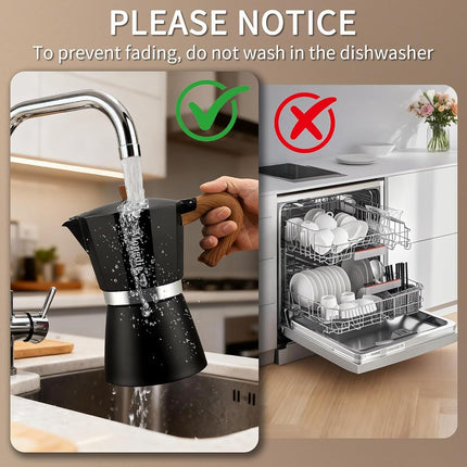 Mongdio Stovetop Espresso Maker Moka Pot, Cuban Coffee Maker Stove top coffee maker Moka Italian Espresso Greca Coffee Maker Brewer Percolator, 3 Espresso Cups, 5 oz - Black