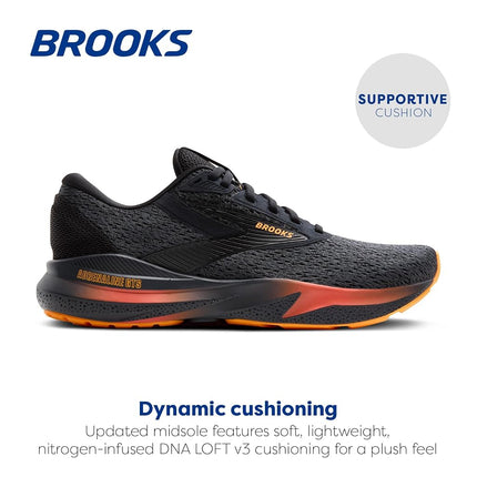 Brooks Men’s Adrenaline GTS 24 Supportive Running Shoe, Black/Ebony/Burnt Sienna, 11 UK