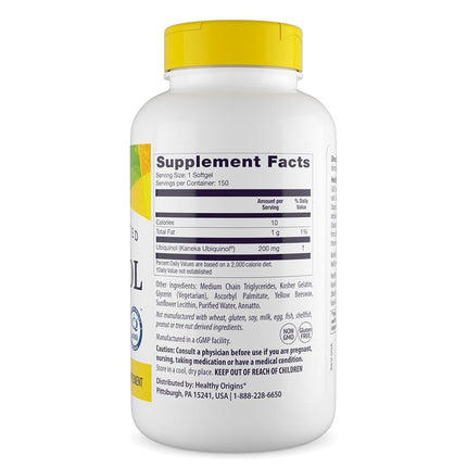 Healthy Origins Ubiquinol Soy Free/Non-GMO Gels, 200 MG, 60 Count
