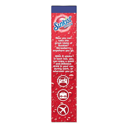 Sunkist Singles-To-Go Drink Mix, Strawberry, Non-Carbonated, Low-Calorie, Zero Sugar, 6 CT in each box (Pack of 6)