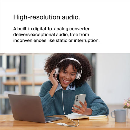 Belkin RockStar™ USB-C Audio + Charge Adapter, Headphone Adapter w/USB-C 60W Power Delivery Fast Charging for iPhone 16, iPad Pro, Galaxy, Note, Google Pixel, LG, Sony, OnePlus, and More - White