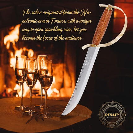 Resafy Champagne Saber with Gift Box - Sparkling Wine Opener, Knife, and Sword