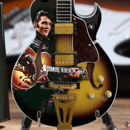 AXE HEAVEN EP-361 Elvis Presley 1968 Comeback Special Hollow Body Mini Guitar Replica Collectible, Gold