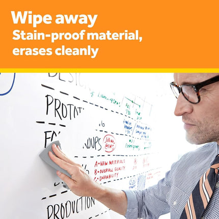 Post-it Dry Erase Whiteboard Film Surface for Walls, Doors, Tables, Chalkboards, Whiteboards, and More, Removable, Stain-Proof, Easy Installation, 8 ft x 4 ft Roll (DEF8X4), Model Number: DEF8x4